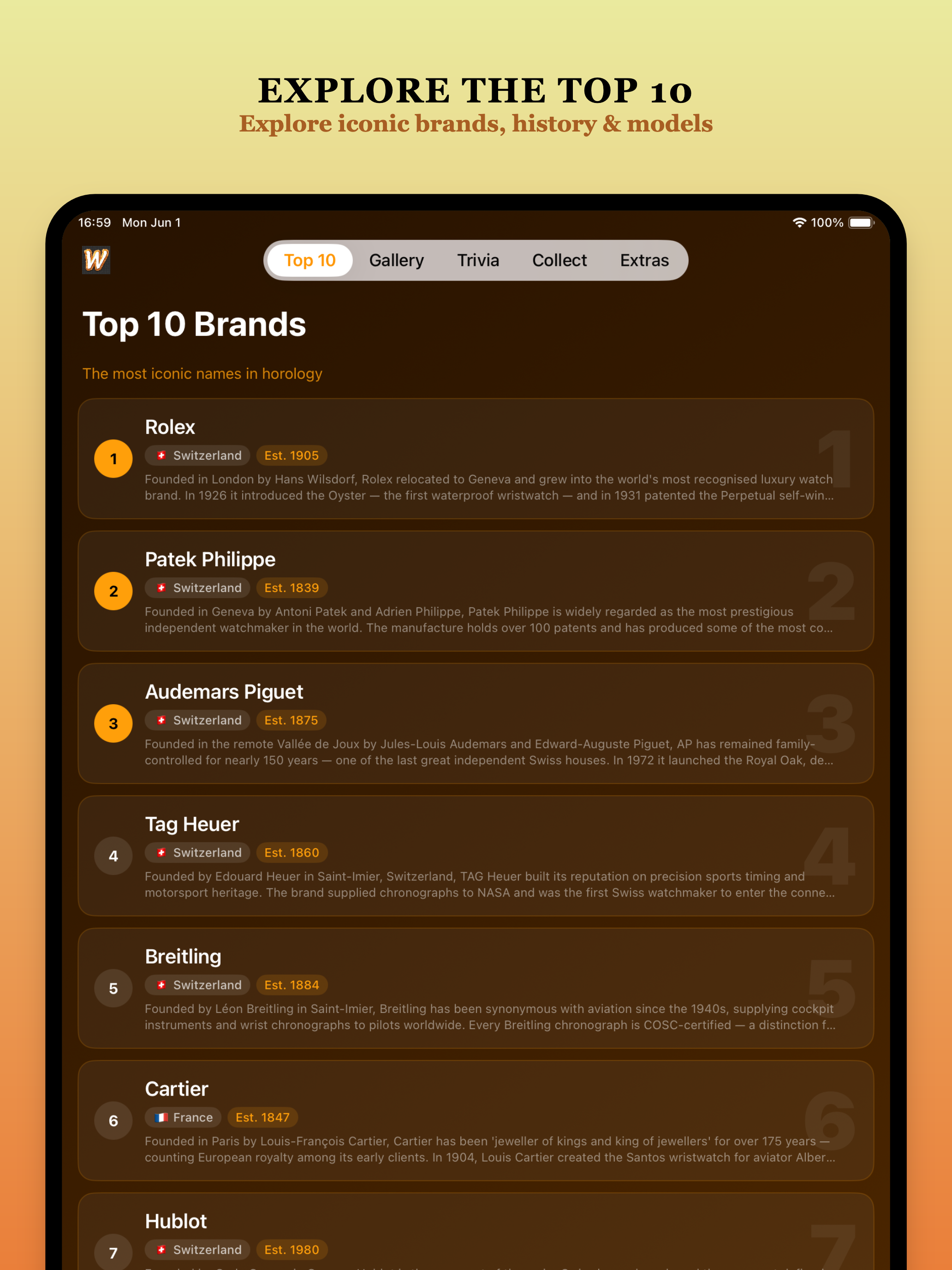 Top 10 Brands — explore iconic watch brands and history